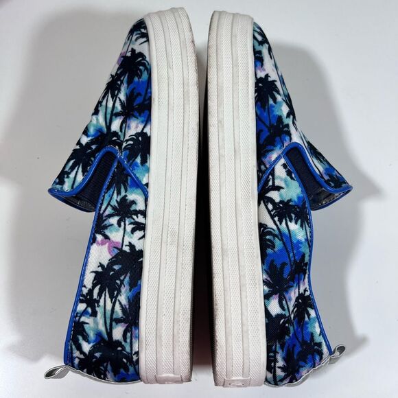 🦋 Juicy Couture Blue palm tree tropical platform Slip-On sneakers Shoes size 7 - Picture 6 of 8